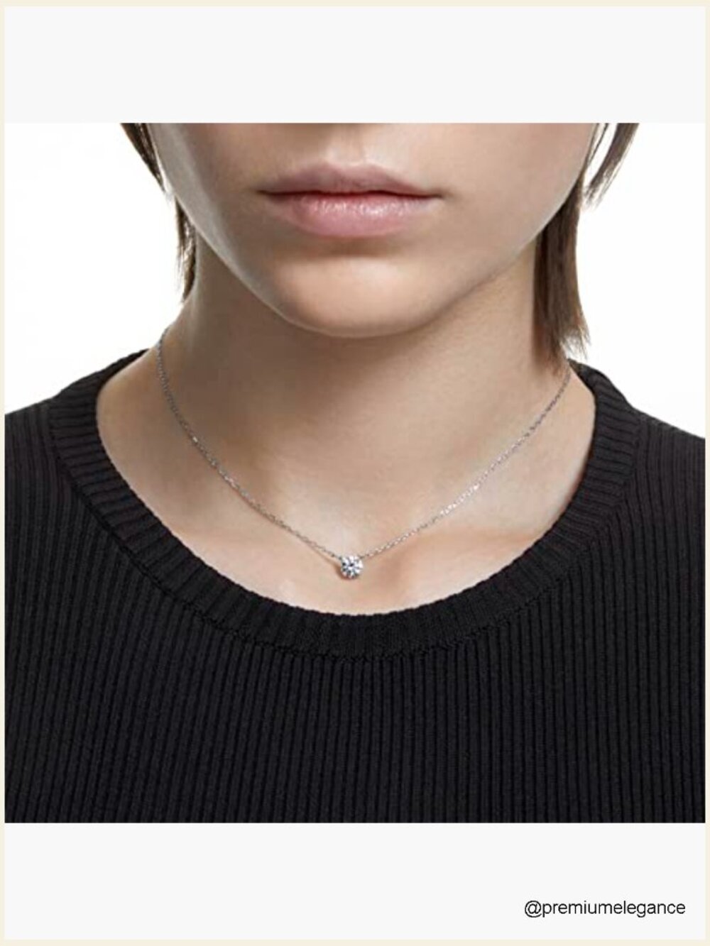 Crystal Pendant Necklace - Rhodium Plated Silver Lobster Clasp - Picture 3 of 7